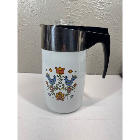 CorningWare Other - CorningWare Country Festival Percolator 10 Cup coffee pot 1975 Blue Birds E-1210